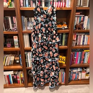 Foxiedox Darlene Ruffle Tiered Floral Sleeveless Long Maxi Dress Size M